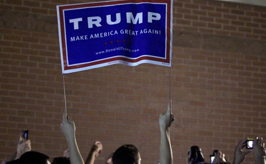 Alex Dreschel, a business student from a military family, came to this Derry, N.H. Trump rally with his dad out of curiosity. "The Republican party needs to evolve a little bit, so I'm more relaxed on some social issues that other Republicans wouldn't be," he said.