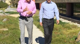 Paul DePodesta, right, walks with Eric Topol, director of  Scripps Translational Science Institute, in this undated photo. 