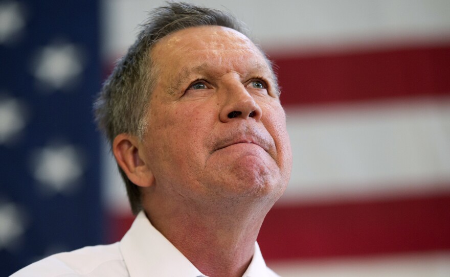 Republican presidential candidate John Kasich speaks during a town hall at Thomas farms Community Center on Monday in Maryland.