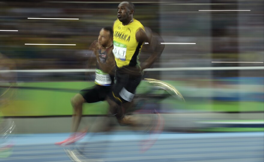 Jamaica's Usain Bolt competes in the men's 200-meter semifinal at the Olympic stadium in Rio de Janeiro.