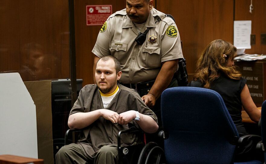Harry Burkhart leaves a downtown Los Angeles courtroom after being found guilty on 47 counts of arson on Thursday, Sept. 1, 2016.