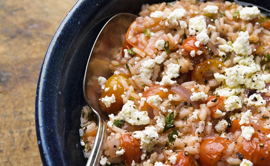 Tomato Rice with Oregano and Feta, risotto Greek-style