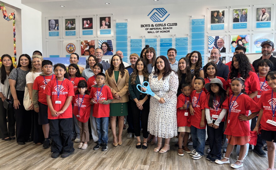 Elected officials, community leaders and club members celebrate the completed solar energy and battery storage system at the Boys & Girls Club of South County in Imperial Beach on June 16, 2026.