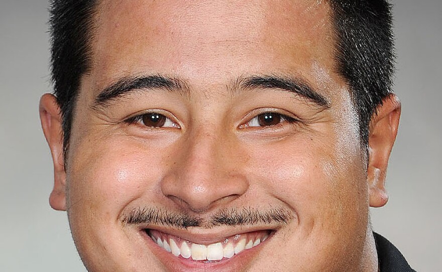 San Diego State sophomore Micah Seau appears in a 2014-15 team portrait.