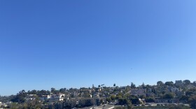 Warm, cloudless sky spans over the Golden Hill neighborhood of San Diego on Feb. 6, 2021.