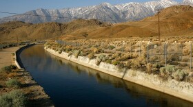 The Los Angeles Aqueduct carries water from the snowcapped Sierra Nevada Mountains.