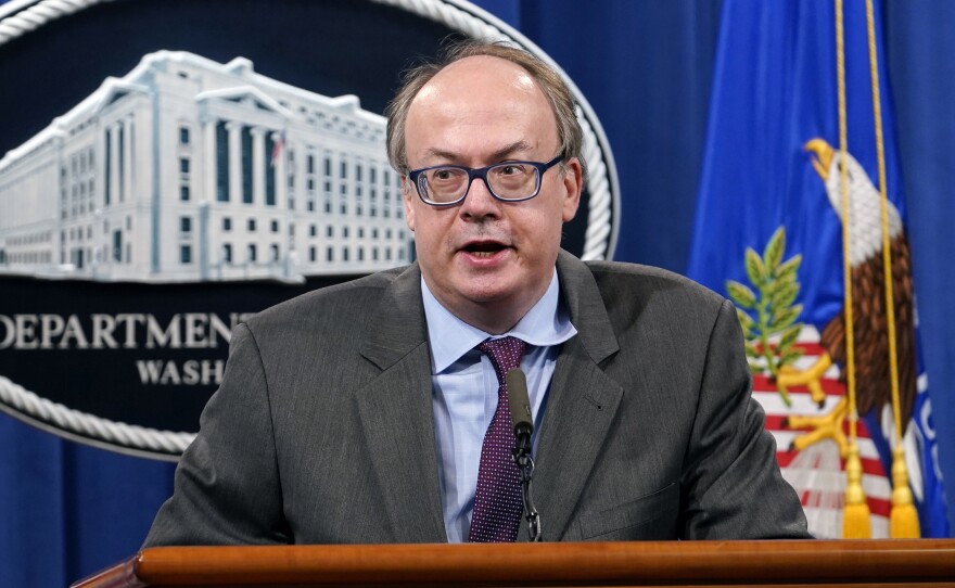 In this Sept. 14, 2020, file photo, Jeff Clark, now former Assistant Attorney General for the Environment and Natural Resources Division, speaks at the Justice Department in Washington.