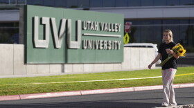 Meagan Bradley walks to a memorial for Charlie Kirk at Utah Valley University in Orem, Utah, Friday, Sept. 12, 2025.