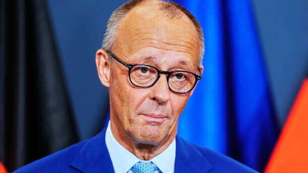 German Chancellor Friedrich Merz speaks to media at the Christian Democratic Union party headquarters in Berlin, Germany, Sunday, Sept. 20, 2026.