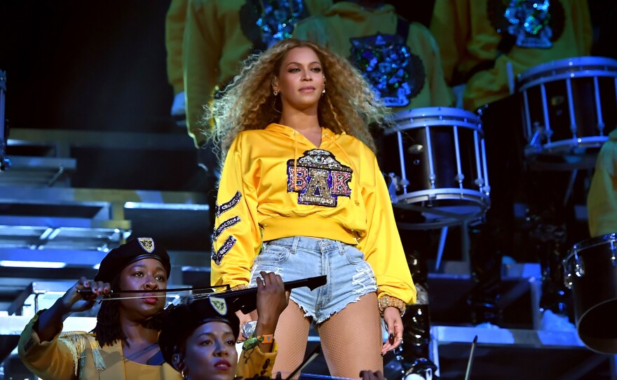 Beyoncé Knowles performs onstage during 2018 Coachella Valley Music And Arts Festival Weekend 1 at the Empire Polo Field on April 14, 2018 in Indio, California.