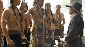 Pictured: Re-enactment of meeting of Wampanoag tribesmen and a settler. Beginning in the 1620s, the Wampanoags and white settlers lived in relative peace in what is now southeastern Massachusetts. But five decades of English immigration, mistreatment, lethal epidemics and widespread environmental degradation brought the Indians and their way of life to the brink of disaster. The first episode of the five-part miniseries explores the polar strategies - peaceful diplomacy and warfare - the Wampanoag people employed in their struggle to maintain their identity.