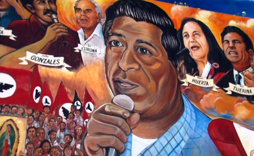 Picture of the Cesar Chavez mural in Chicano Park.