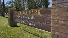 Escondido's Grape Day Park recreation sign is shown here in this April 11, 2025, photo.