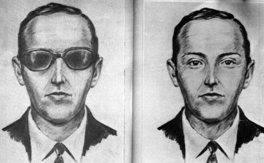 A 1971 artist's sketch released by the FBI shows the skyjacker known as "Dan Cooper" and "D.B. Cooper." The sketch was made from the recollections of passengers and crew of a Northwest Orient Airlines jet he hijacked between Portland, Ore., and Seattle.