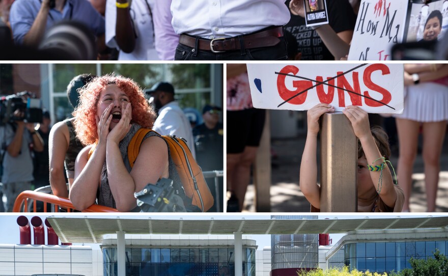 Democratic nominee Beto O'Rourke speaks during a protest outside the NRA Annual Meetings & Exhibits.