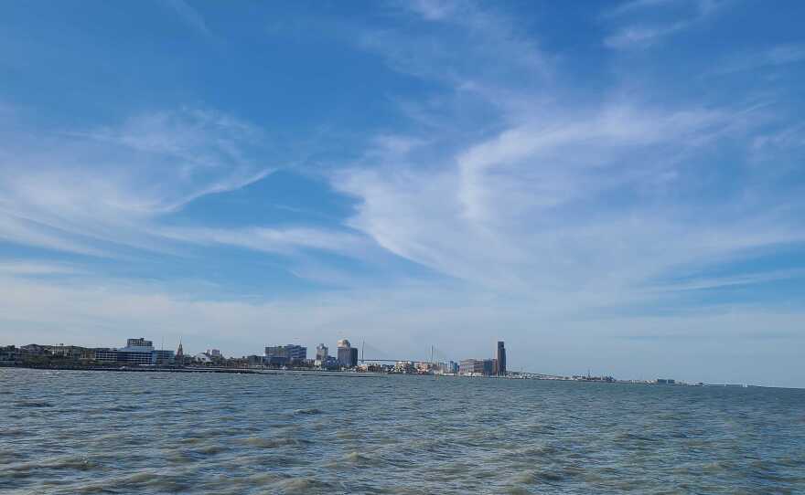 The skyline of Corpus Christi sits along the Gulf Coast, where a prolonged drought has strained the region's water supply. 