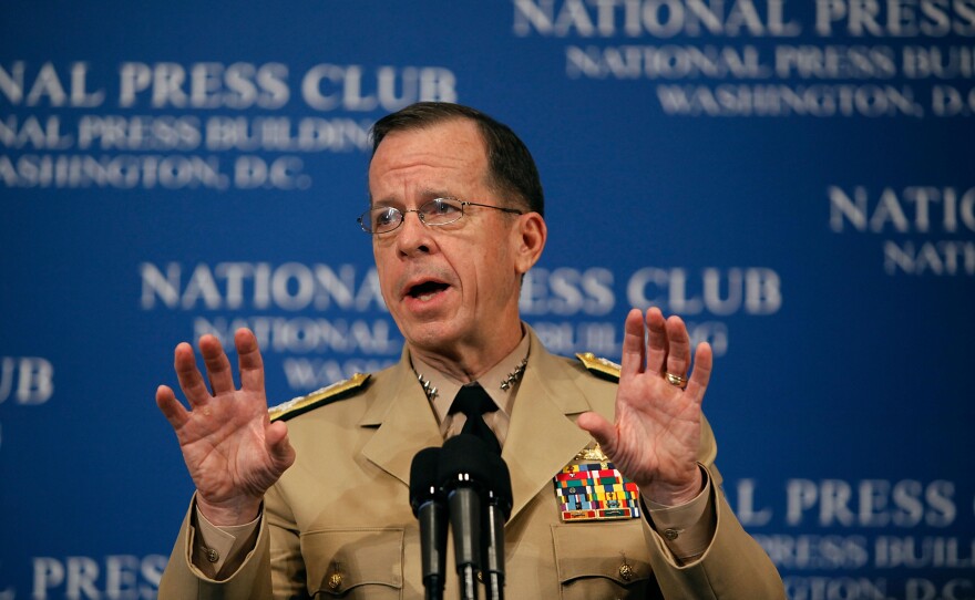 Chairman of the Joint Chiefs of Staff Admiral Mike Mullen delivers remarks about recent cyber attacks on government Web sites and other defense subjects, July 8, 2009 in Washington, DC.