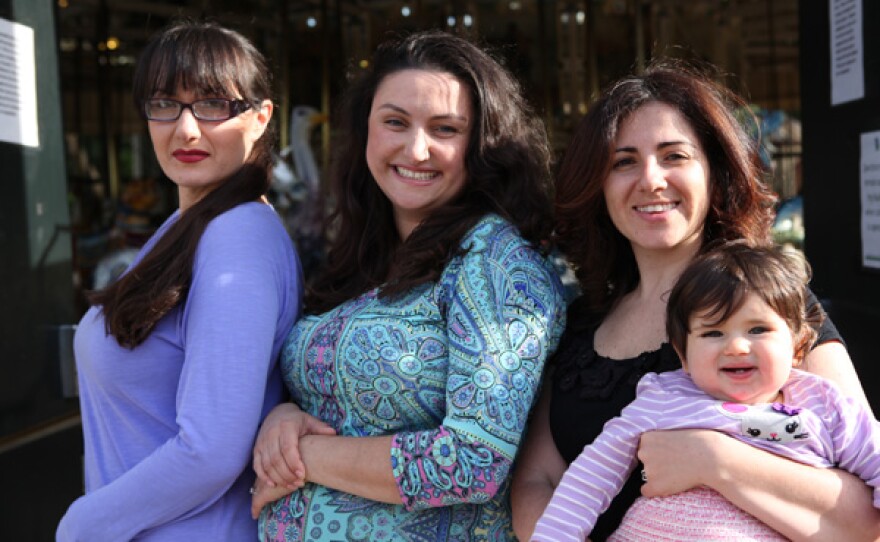 Gabriella Makstman and her daughter Rivka, Yuliya Patsay, Marianna Fastovksy, San Francisco, Calif.