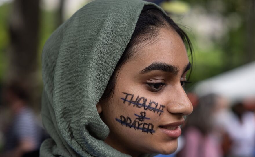 New York City: Aisha, 19, joins the "March for Our Lives" rally in New York City.