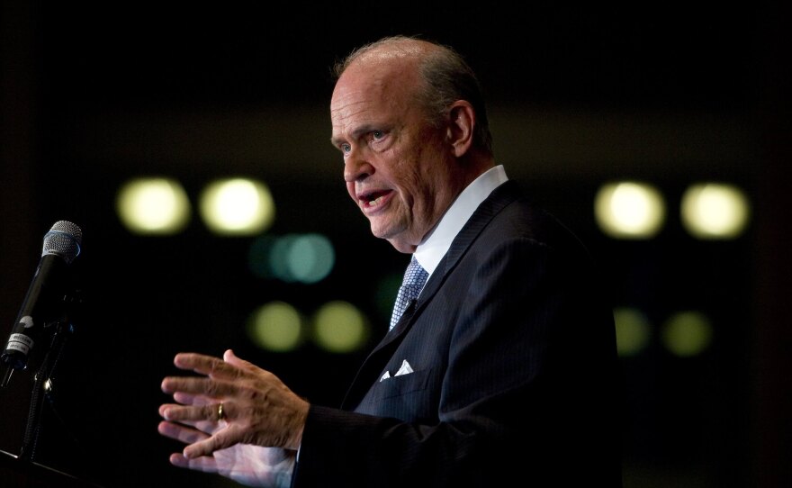 Actor, lawyer and former Sen. Fred Thompson speaks during the Republican Party of Virginia's 2007 Commonwealth Gala in Richmond, Virginia. Thompson died Sunday at the age of 73.