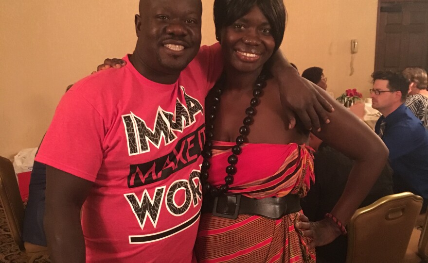 Lucy Olango poses for a photo with her brother Alfred Olango before a family wedding, April 22, 2016.