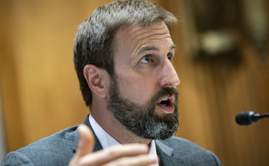 Jeremy Konyndyk, executive director of USAID's COVID task force, speaks at a hearing in Washington, D.C., in May 2021.