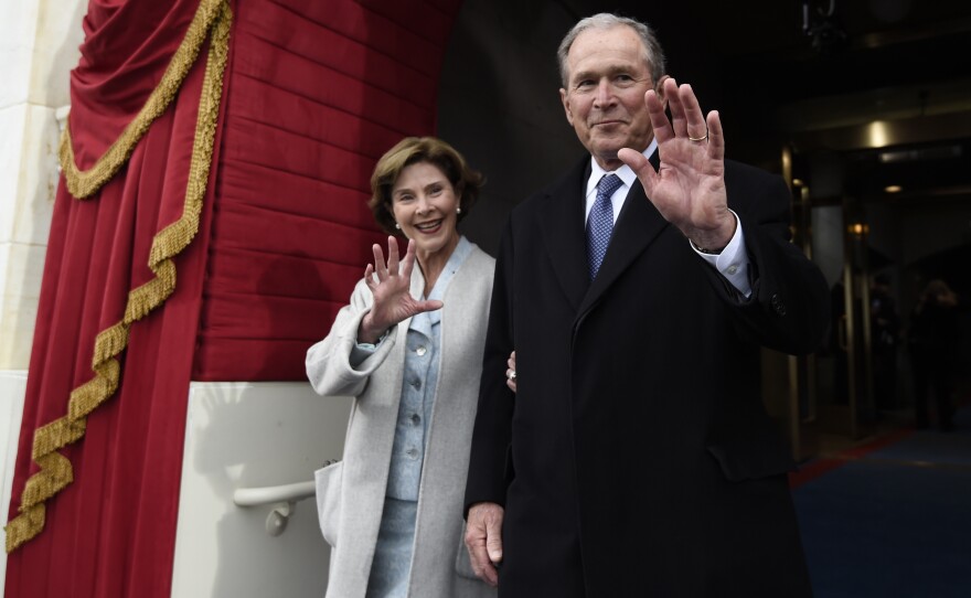 Former President George W. Bush and first lady Laura Bush arrive for Donald Trump's inauguration Jan. 20 at the U.S. Capitol. Monday on Today, Bush commented regarding developments in the nascent Trump presidency.