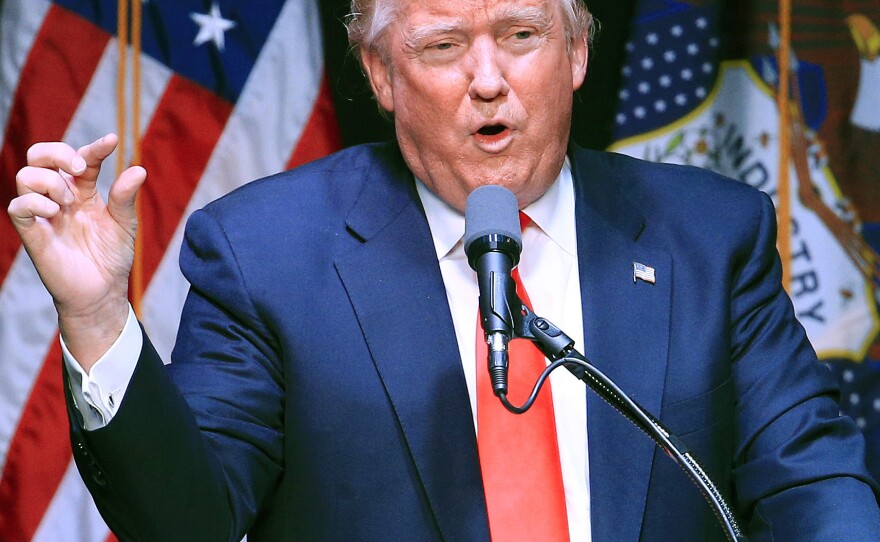 Republican presidential candidate Donald Trump speaks at a campaign rally Friday in Utah.