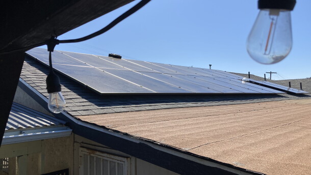 Solar panels on a home in Southeast San Diego on Oct. 5, 2023.