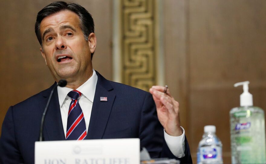 President Trump's nominee to be director of national intelligence, Rep. John Ratcliffe, R-Texas, testifies before the Senate Intelligence Committee on Tuesday.