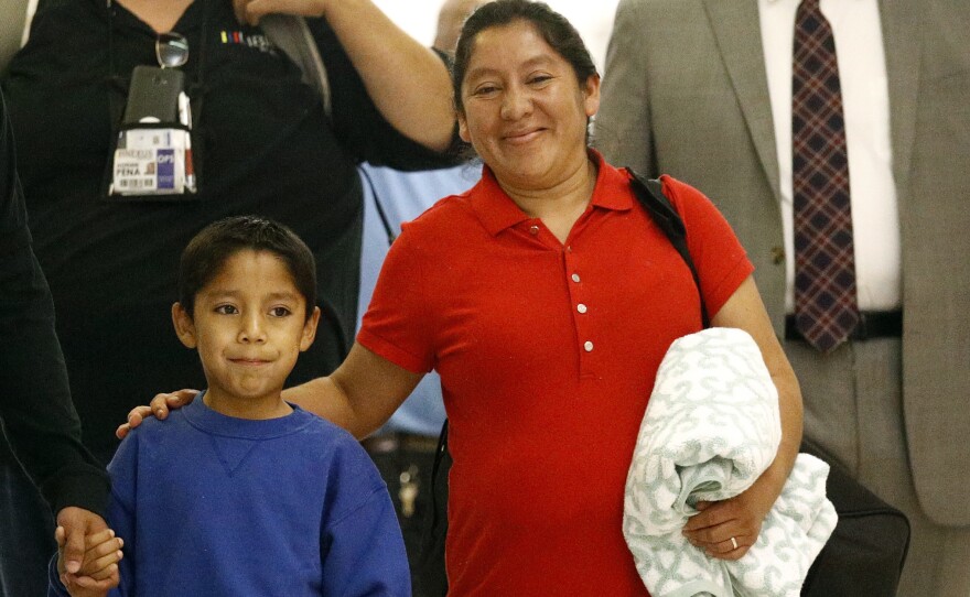 Darwin Mejia, 7, saw his mother for the first time early Friday, reuniting with Beata Mariana de Jesus Mejia-Mejia at Baltimore-Washington International Thurgood Marshall Airport after they were separated at the border by U.S. agents.