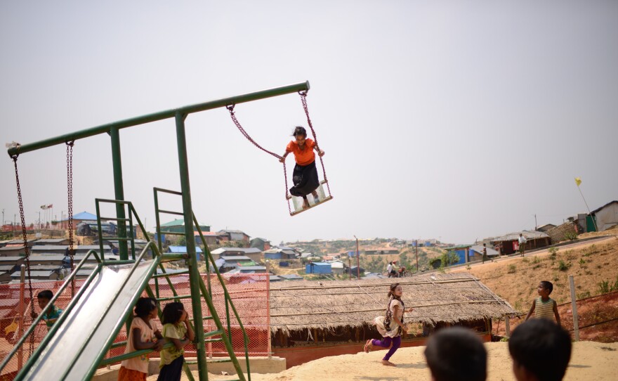 Children play at a Rohingya refugee camp outside Cox's Bazar in Bangladesh.