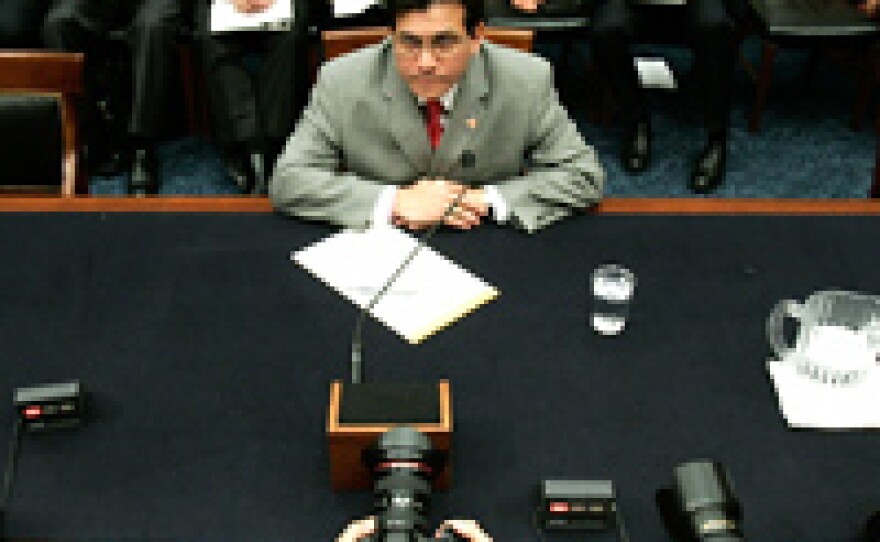 Attorney General Alberto Gonzales during a House Judiciary Committee hearing on his role in the firing of eight U.S. attorneys.