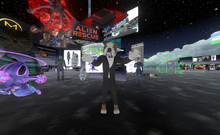 Jason Moore, a professor at Brooklyn College, is the director of <em>Alien Rescue, </em>an interactive movie that takes place in the metaverse. The audience plays lead and supporting roles and can affect the story's outcome. Moore's avatar is a bulldog.