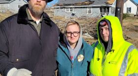 Chief Geoffrey Deibler and dispatchers Meghan Collier (center) and Bobbie Brown of the Morganfield Police Department traveled to nearby Dawson Springs, Ky., to help look for survivors.