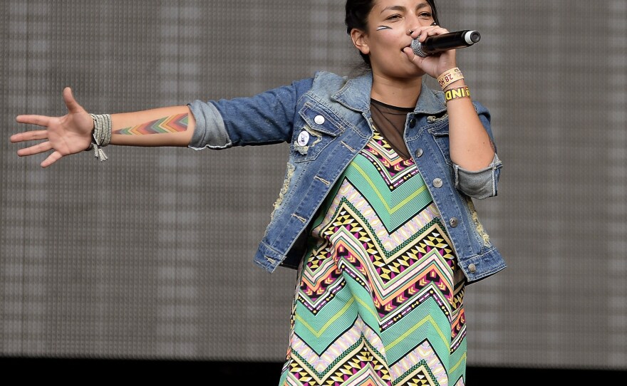 Chilean singer and musician Ana Tijoux performs during the Mexican musicial festival Vive Latino, at the Foro Sol in Mexico City, on March 28, 2014.