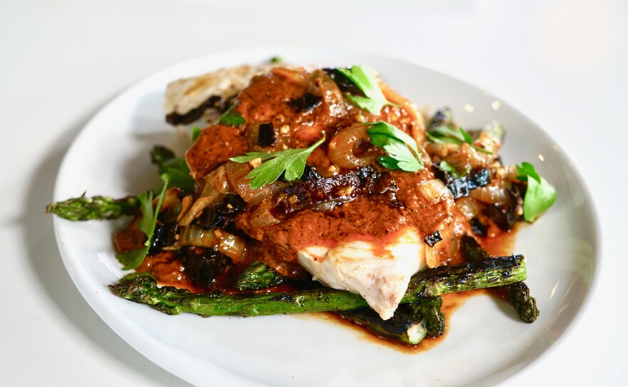 Ponzu Marinated Swordfish with Asparagus Corn-Salsa – a Mexican-Asian twist