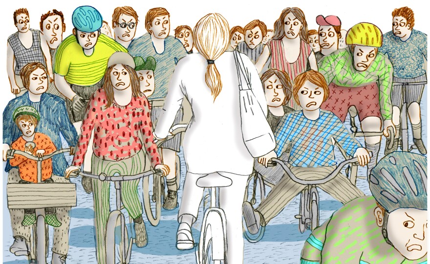 What's that salmon doing in the bike lane?