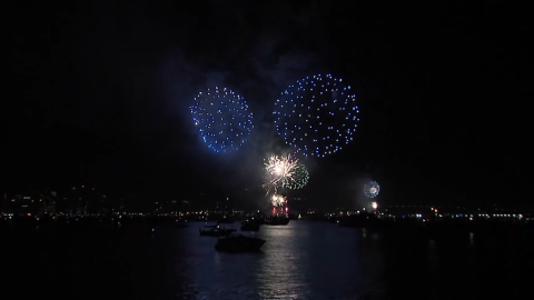 Fireworks shower the night sky on Big Bay Boom in this undated photo.