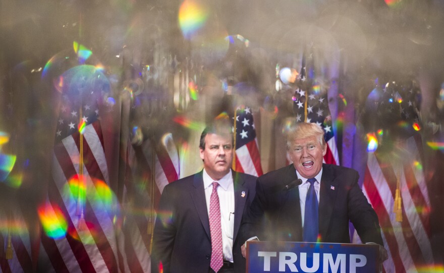 Donald Trump spoke in Palm Beach, Fla. Tuesday night after winning several primaries, but it was New Jersey Gov. Chris Christie's face that trended on Twitter.