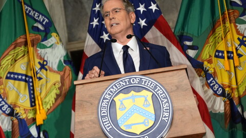 Treasury Secretary Scott Bessent speaks at a news conference at the Treasury Department in Washington, Monday.
