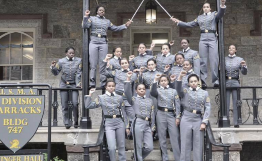 The cadets posed in their uniforms before graduation from West Point on May 21.