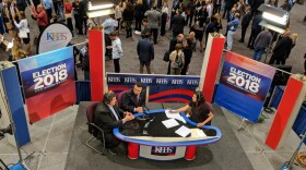 An overhead view KPBS's set on Election Day at Golden Hall in downtown, June 5, 2018.