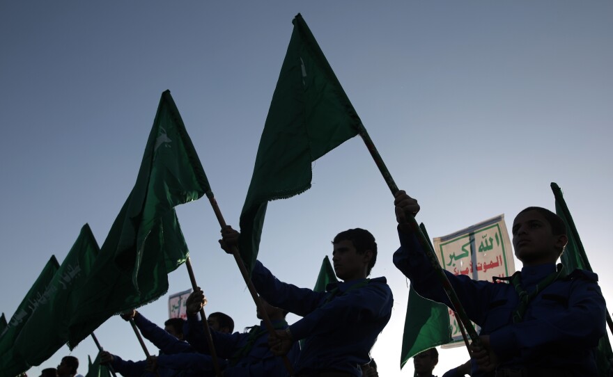 Last year, supporters of the Houthi rebels, attend a celebration of moulid al-nabi, the birth of Islam's prophet Muhammad in Yemen's capital Sanaa.