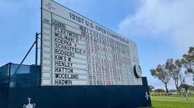 A scoreboard at the U.S. Open at Torrey Pines Golf Course. June 17, 2021.
