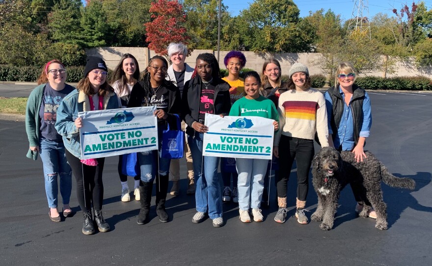 On a recent fall Sunday, abortion rights activists gathered to knock on doors in Louisville on behalf of the Protect Kentucky Access campaign.