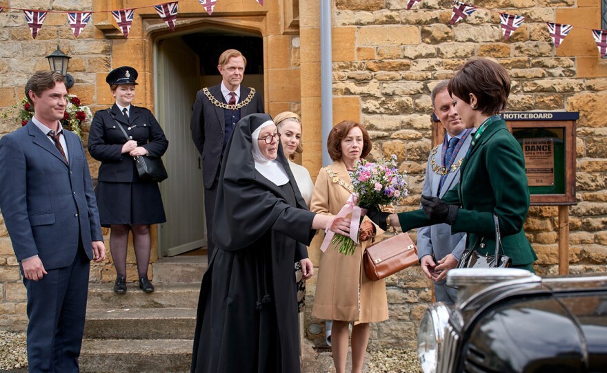 DI Sam Gillespie (MAX BROWN), WPC Peggy Button (AMI METCALF), Lawrence Diggery (BEN ABELL) , Sister Boniface (LORNA WATSON), Ruth Penny (MIRANDA RAISON), Iris Heartley (ELLIE PIERCY), Karl Fischer (ANDY HENDERSON) and Elsa Fisher (ALIX DUNMORE)