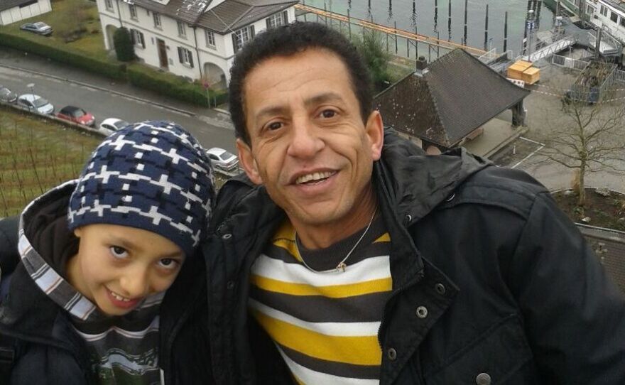Emad al-Masaadi, 41, and his son Hamudeh, 9, from Damascus, Syria, now live in Friedrichshafen, Germany, where they are seeking asylum. Last year, the two traveled from Libya to Italy on a smuggler's boat that nearly sank with 400 people on board.