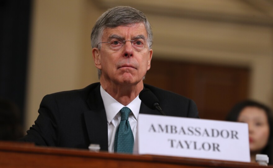 Top U.S. diplomat in Ukraine William Taylor waits to testify before the House Intelligence Committee on Wednesday.