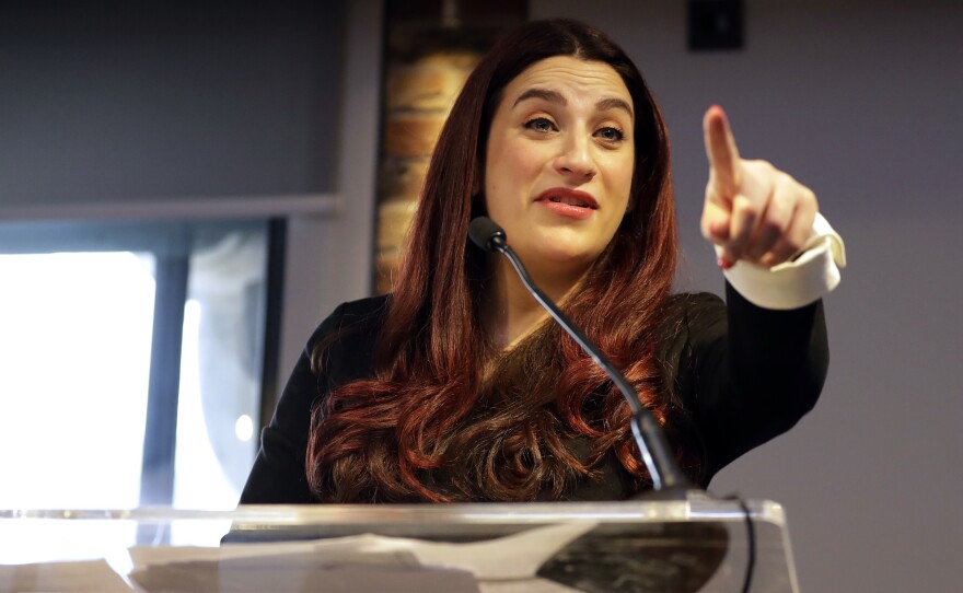 British politician Luciana Berger speaks Monday at a news conference to announce the formation of the Independent Group, as seven British members of Parliament quit the Labour Party because of its anti-Semitism and approach to Brexit.
